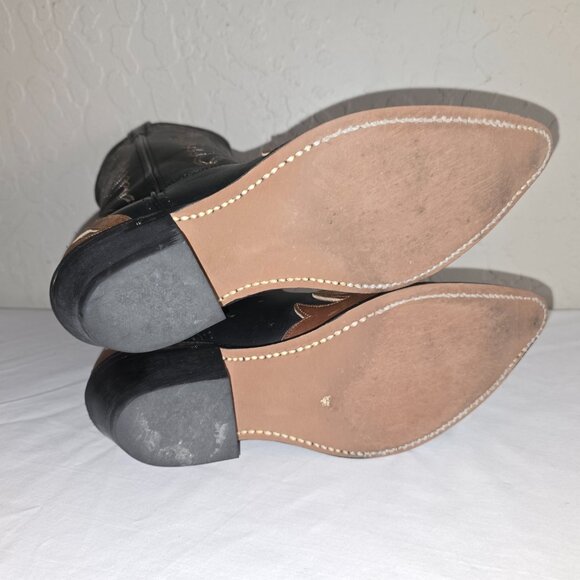 Laredo Hearts & Wingz Black And Brown Leather Western Cowgirl Boots Size 8.5 M - Picture 9 of 13